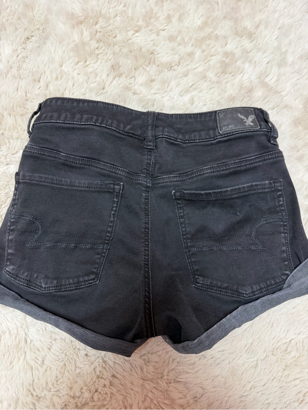 American Eagle Outfitters Black Denim Cuffed Shorts